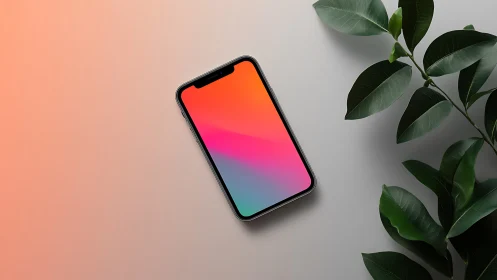 Modern Smartphone with Gradient Display on Split Background