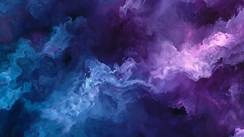 Dreamy violet and teal nebula of swirling soft clouds.