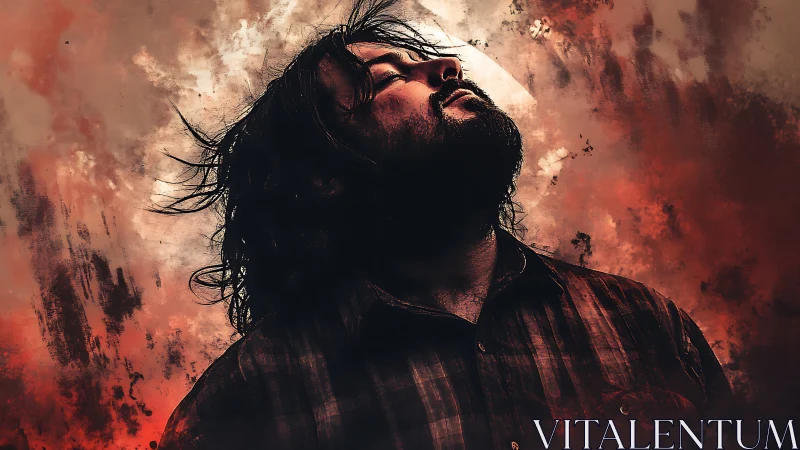 Backlit bearded man in high-contrast grunge compositing workflow