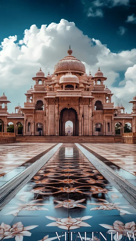 Majestic marble temple rises beneath dramatic monsoon skies