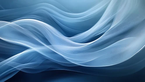 Abstract translucent blue wave forms on dark gradient field.