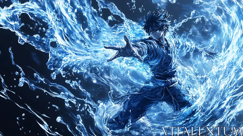 Water mage unleashes swirling blue elemental torrent.