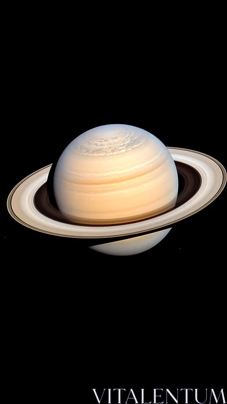 Saturn’s golden rings in a calm portrait of deep space.