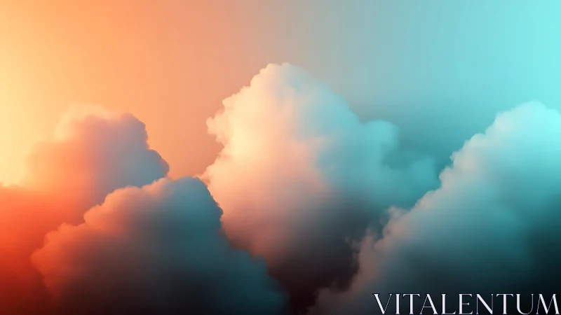 Dream-soft clouds drifting through teal and peach light.