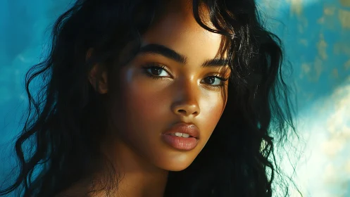 Hyperreal digital portrait captures luminous sunlit profile