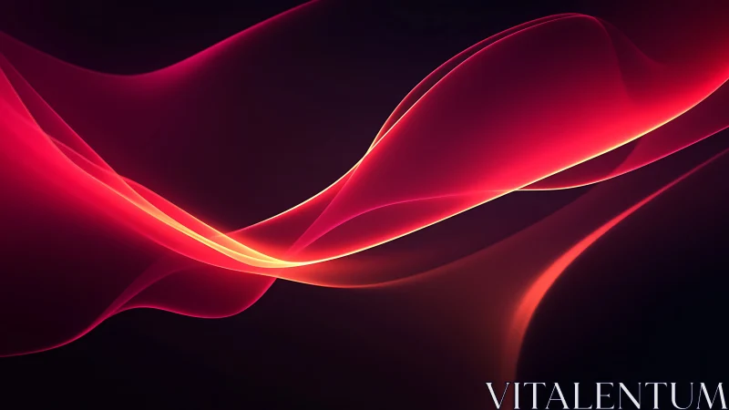 Crimson light waves flowing diagonally over deep black field.