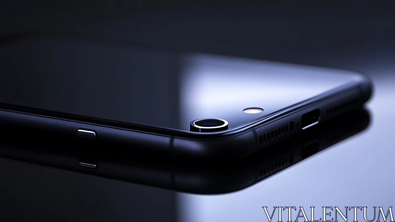 Smartphone camera module is shown in oblique close-up view