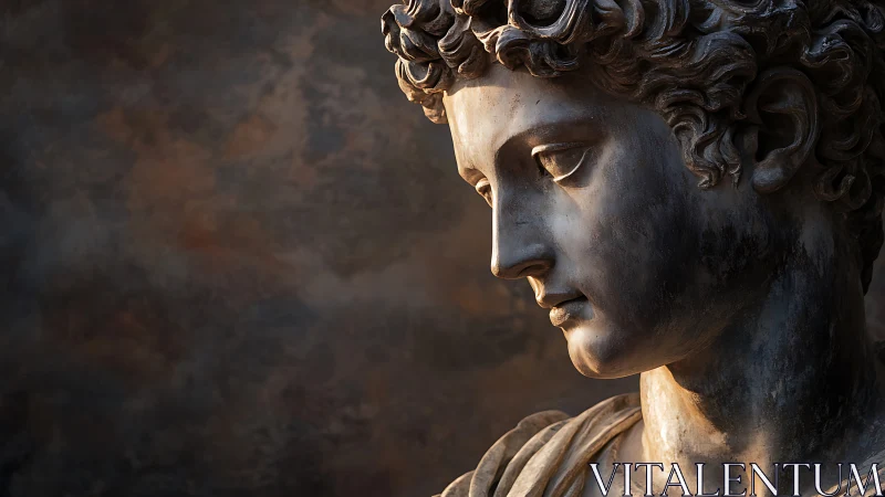 Soft light on a timeless classical marble profile portrait.