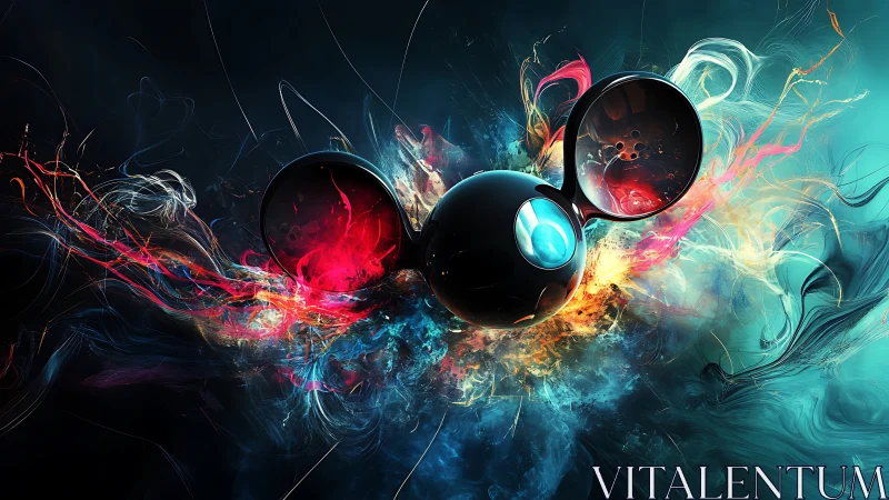 Electric orb mouse helm amid explosive neon energy bloom.