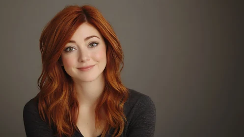 Warm portrait of red-haired woman exuding gentle confidence