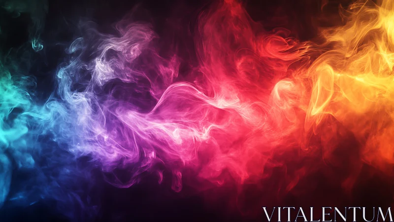 Multicolor swirling smoke pattern on dark gradient background.