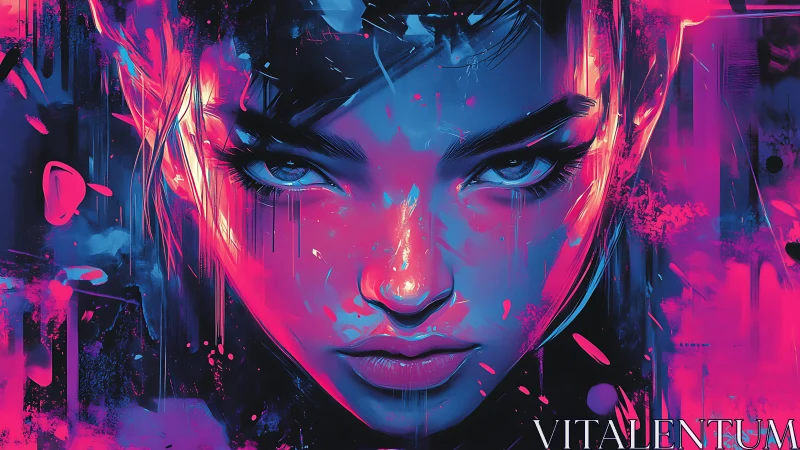 Neon storm eyes cut through electric midnight silence