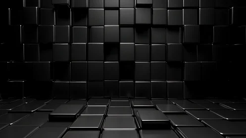 Midnight cube chamber with sleek reflective geometry breathing.