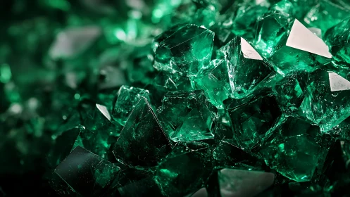 Emerald crystal cluster under dramatic macro light.