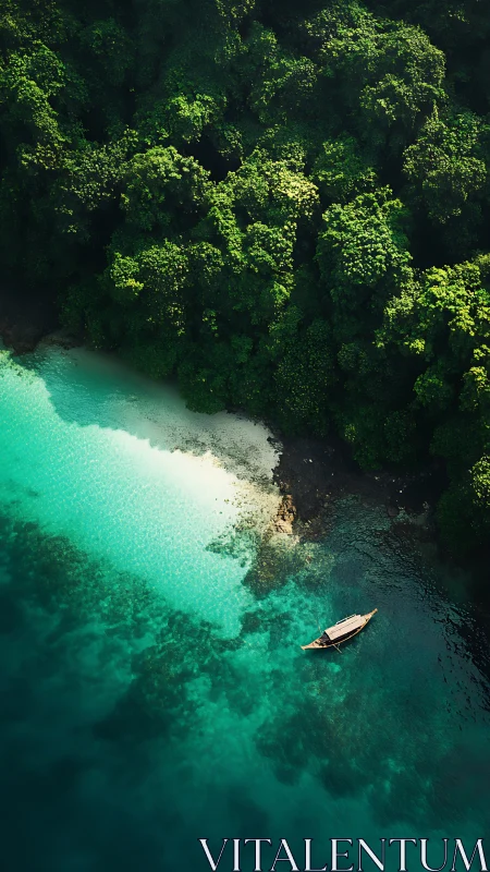 Aerial view of coastal inlet with dense forest canopy.