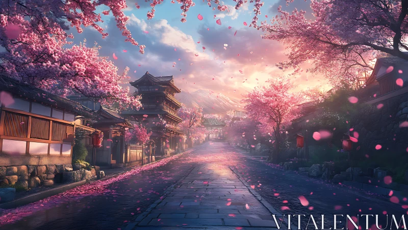 Sunlit cherry blossom street drifting into quiet dreams.