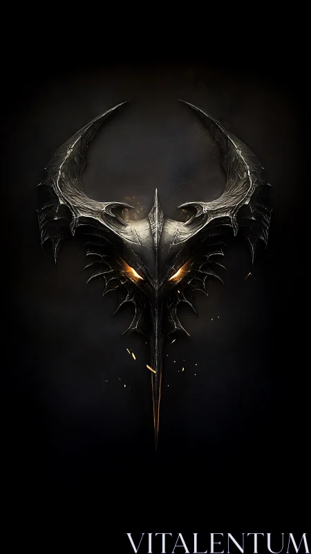 Demonic crown sigil slices the dark with embered menace