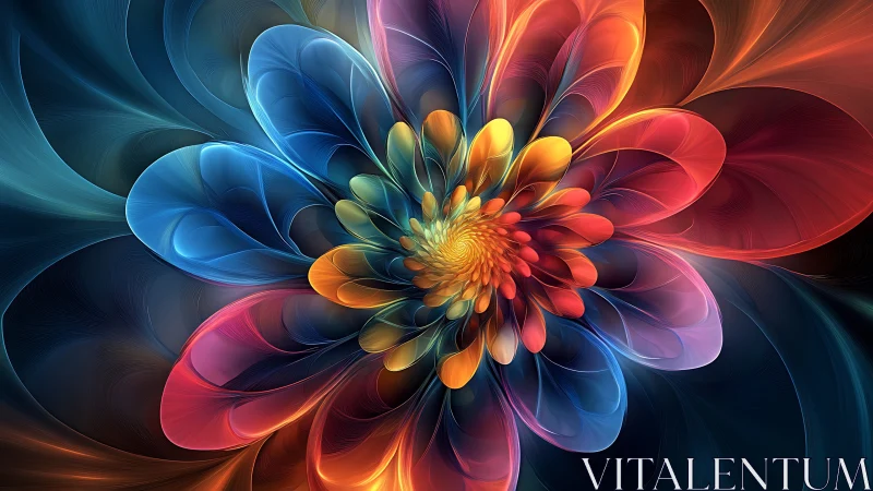 Prismatic vortex blossom swirling in luminous digital petals.