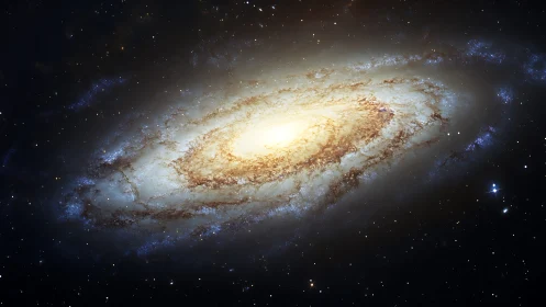 Spiral galaxy swirls like a celestial whirlpool of fire and ice