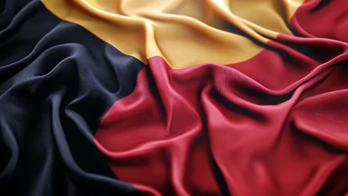 Silken Belgium tricolor draped in dramatic velvet folds.