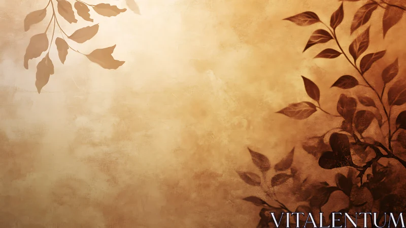 Soft sepia foliage silhouettes against textured light field.