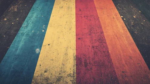 Weathered color bands quietly rehearse an urban sunrise