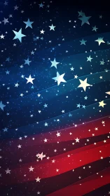 Star-swept patriotic sky swirling over glowing red stripes.