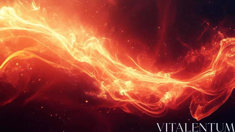Flowing Plasma Fire Energy Wave in Orange Red.