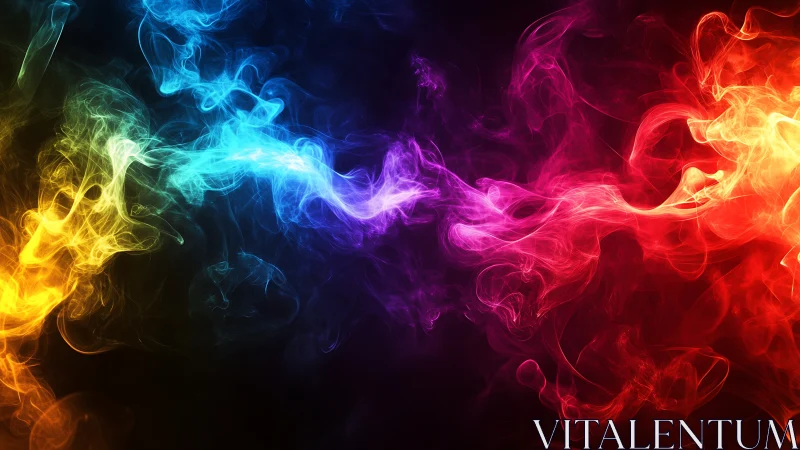 Prismatic smoke rivers collide in a storm of neon fire.