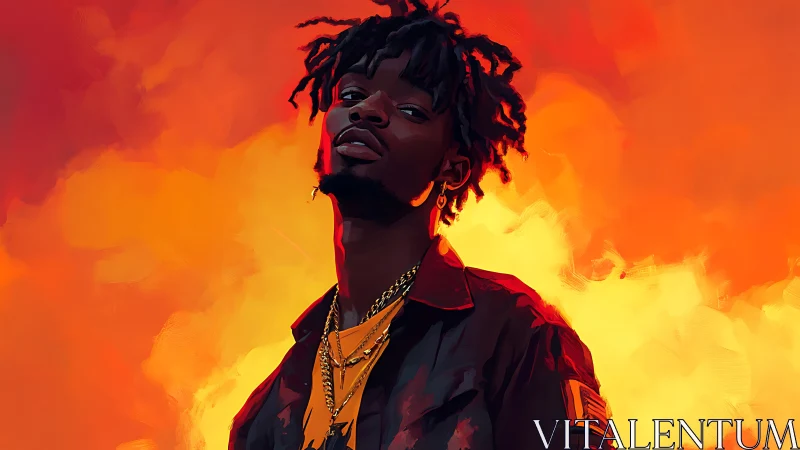 Sunlit swagger against glowing orange skies of fire.