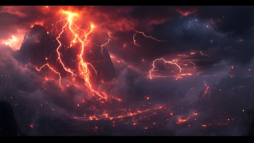 Dramatic Lightning Storm Unleashing Raw Power Across the Sky.