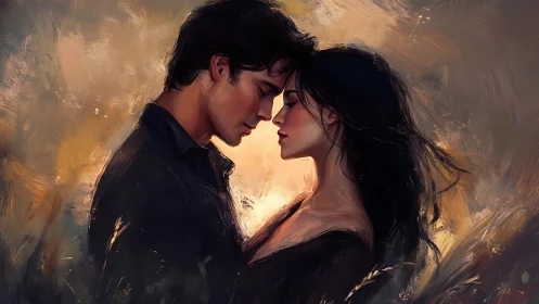 Two souls converge in honeyed light, intimate reverie.