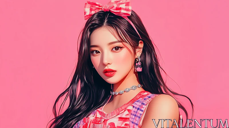 Pink Reverie: Modern Muse Radiates Gingham Glamour and Glow