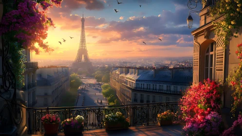 Balcony daydream over a sunset soaked Parisian skyline.