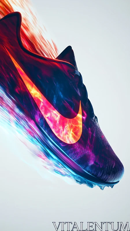 Futuristic neon running shoe trails fire and ice motion