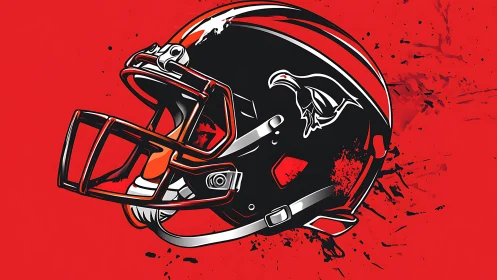Red storm helmet slices through splattered graphic grit