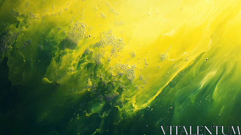 Yellow and green fluid gradients form abstract organic streaks