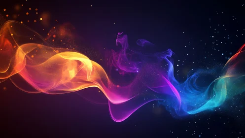 Luminous color waves drifting across a deep cosmic void.