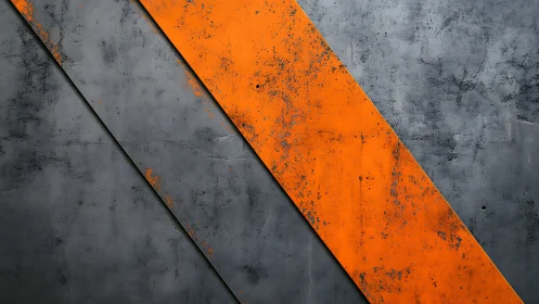 Industrial orange stripe cuts weathered steel diagonal