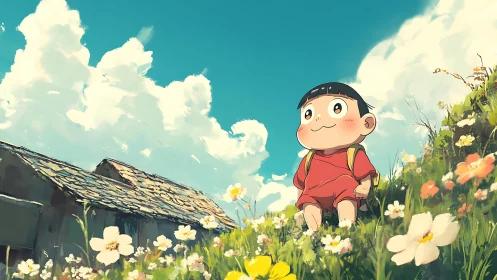 Sunny hillside wander with a wide-eyed little dreamer.