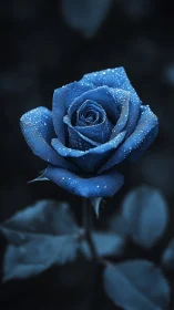 Blue Rose with Dew Droplets in Controlled Studio Setting