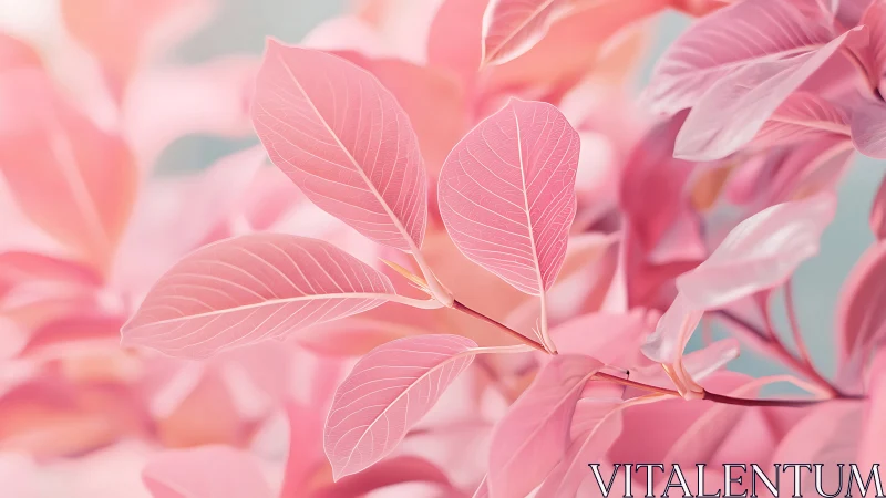 Soft pink foliage with delicate translucent leaf veins.