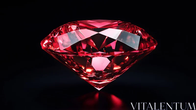 Brilliant red diamond gemstone on black background, hyper-realistic style. Brilliant red diamond gemstone on black background, hyper-realistic style.