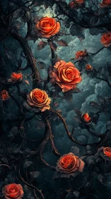 Burnt Roses Bloom in Velvet Dusk.