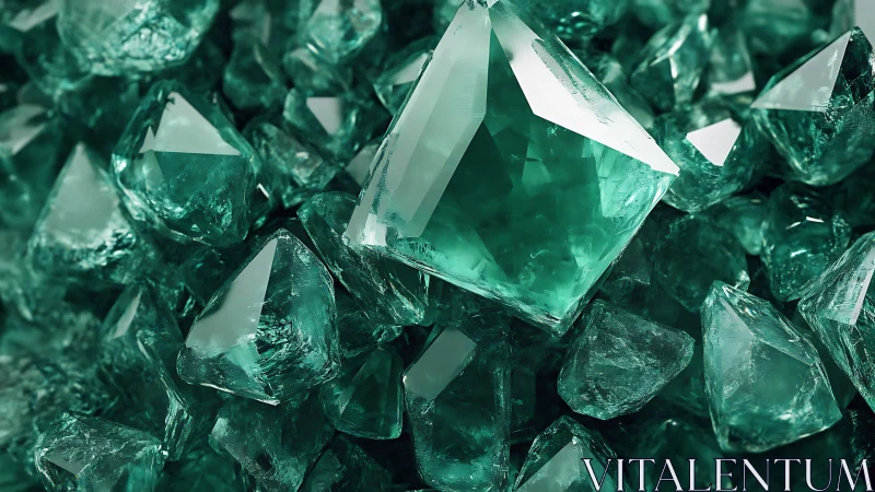 High-clarity emerald crystals with faceted prismatic geometry