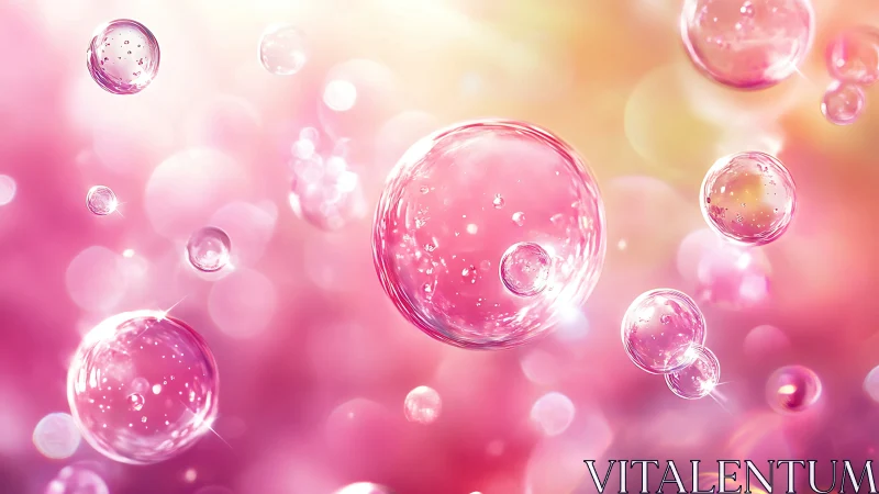 Chromatic refraction study of translucent pink fluid bubbles.