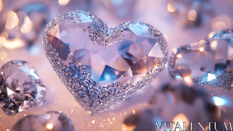 Crystal heart shimmers like stardust spilled across velvet