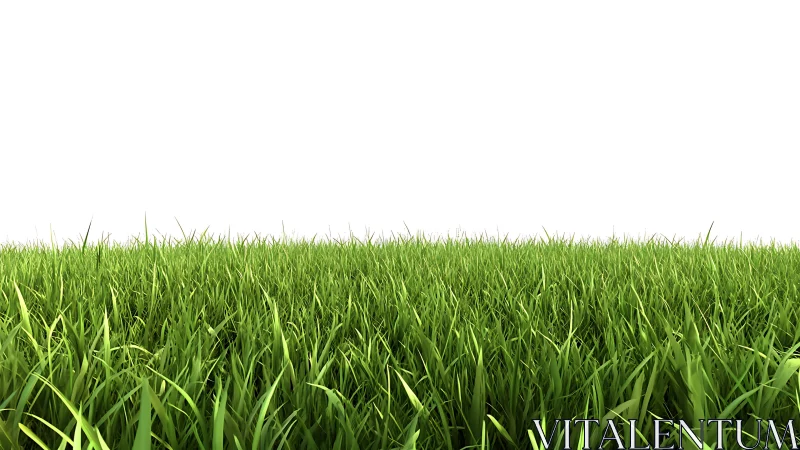 Lush green grass field stretches calmly beneath blank sky