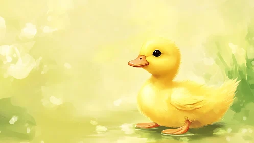 Sunny yellow duckling rendered in soft digital light painting.