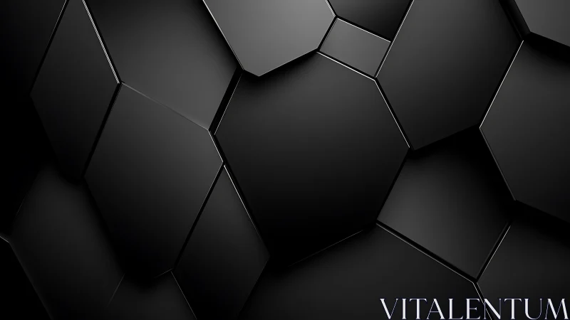 Black hexagonal panels form sleek geometric 3D surface.